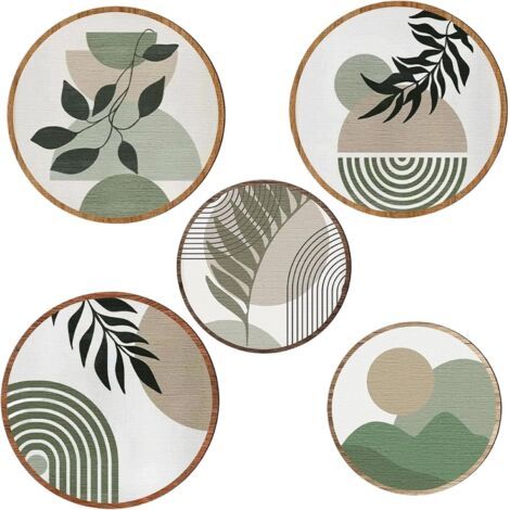 Decoration Murale, Ensemble de 5 Pièces, Décoration Murale Bohème en Bois, Deco Murale Boheme, Convient aux Chambres, Salons, Ateliers D'artistes, Maisons de Campagne et Couloirs (Vert) (1/5)