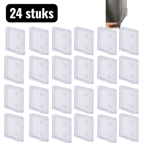 Lot de 24 clips transparents pour rideau de douche avec fixation pratique pour limiter les éclaboussures dans la salle de bain sans perçage ni colle (1/5)
