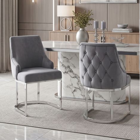 Sillas comedor tapizadas de terciopelo juego de 6 OKMYHOME (1/2)