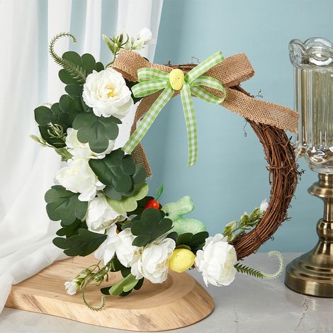 Guirlande De Porte De Pâques - Guirlande Artificielle Avec Lapin Et Nœud - Décoration Murale Pour Maison Ferme Rustique - 36 Cm (1/5)