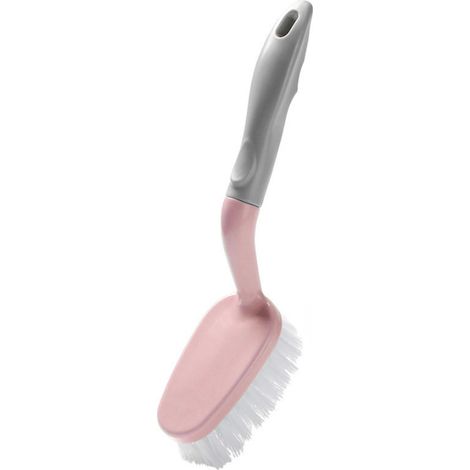 Brosse de nettoyage Poignée antidérapante Brosses blanches rigides pour salle de bain cuisine baignoire carrelage rose (1/5)