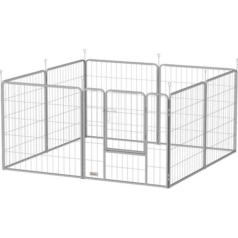 Parque para mascotas, 8 paneles, acero plegable, para interior/exterior