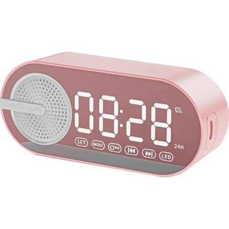 Enceinte Bluetooth portable avec horloge numérique, veilleuse colorée, double réveil et miroir. (1/5)