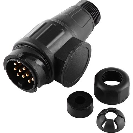 12V 13-poliger wasserdichter Anhängerstecker, schwarzer Kunststoffstecker, 13-poliger Verdrahtungsadapter für Anhängerkupplung, Mehrzweckstecker. (1/5)