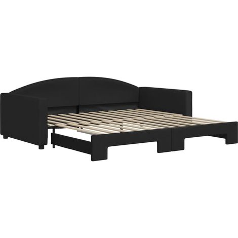 Maison Exclusive - Lit de jour avec gigogne sans matelas noir 100x200 cm