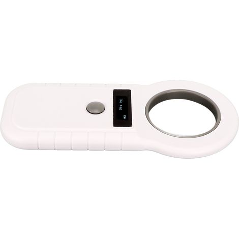 Lecteur RFID portable 134,2 kHz/125 kHz pour micropuces animales, compatible ISO 11784/11785 FDX-B EMID, blanc