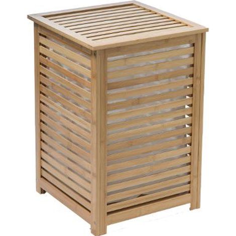 Panier à linge en bambou naturel - L.40 x l.40 x H.58 cm -PEGANE-