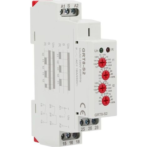 Minuteur de cycle asymétrique miniature GRT8-S2, relais de temporisation à répétition marche/arrêt, 220 V CA (1/4)