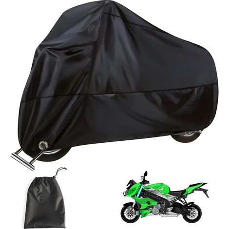 Funda para motocicleta, funda impermeable para motocicleta, funda impermeable para scooter en poliéster resistente a excrementos de pájaros, agua, polvo/nieve/lluvia (XXXL (265 x 105 x 125 cm)) (1/5)