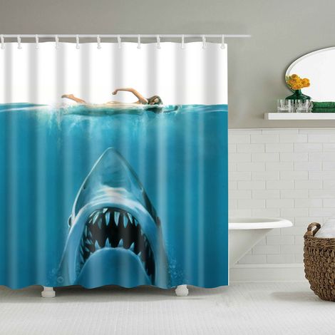 Rideau de douche requin blanc, rideau de bain imperméable décoratif