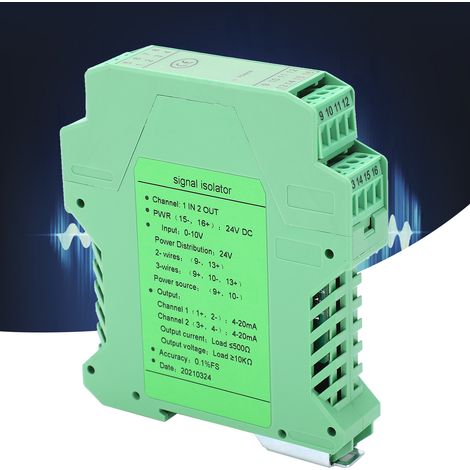 GLG DC-Signalisolator mit Strom- und Spannungstransmitter, ein Eingang und zwei Ausgänge, 0-10 V bei 4-20 mA. (1/5)