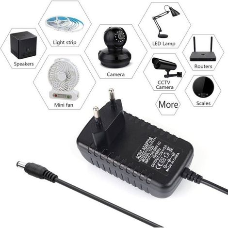 Adaptateur Alimentation 12 V - 2 A - Pour Bande LED - Prise UE - Compatible 5050 3528 RGB Blanc Chaud Blanc Froid - 1 Pièce (1/5)