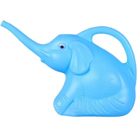 Regadera de 2 litros con forma de elefante, regadera de jardín de plástico ligero con mango ergonómico, ideal para jardín/balcón/interiores, azul (1/4)