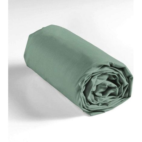 Drap housse - - 90x190 cm - 100% coton - Bonnet 30 cm - Sauge DRAP HOUSSE (1/5)