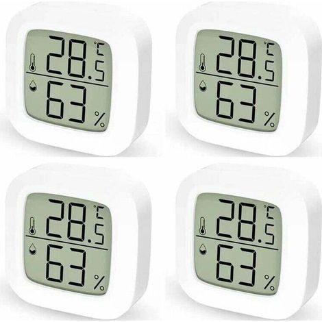 Termometro per interni, confezione da 4, display digitale, termometro e igrometro, XU, termometro digitale di misurazione per camera da letto - KZQ (1/4)
