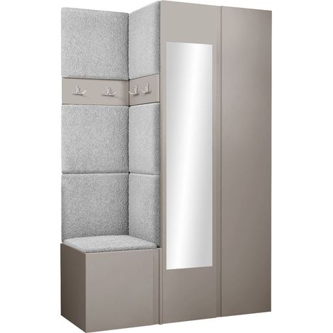 Conjunto para recibidor Pinis XXVI, Abriamo 6, 186x116x46cm, Espejo, Aglomerado laminado, Tapiz, Colocada, Montada en la pared