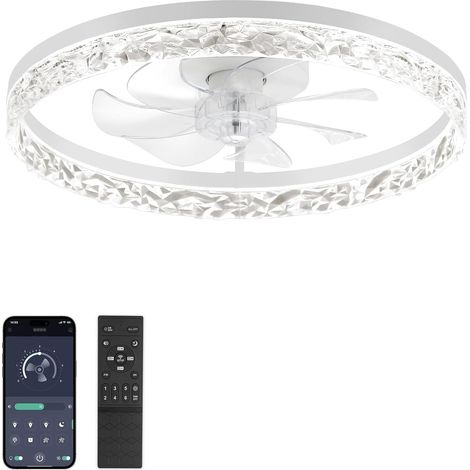 Ventilateur de Plafond, Ø50,8 Cm, Led 3000K-6500K Dimmable 10%-100%,Plafonnier Ventilateur Avec Lumière,6 Vitesses, Silencieux, Minuterie, App & Télécommande, Moderne (1/5)