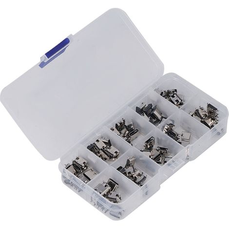 Lot de 100 connecteurs femelles USB Type-C, prise jack à souder, adaptateur de remplacement pour réparation, assortiment complet. (1/5)