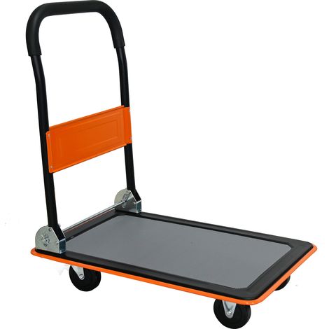 Chariot pliant en métal avec charge utile de 150 kg, roues pivotantes 360°, couleur orange (1/5)