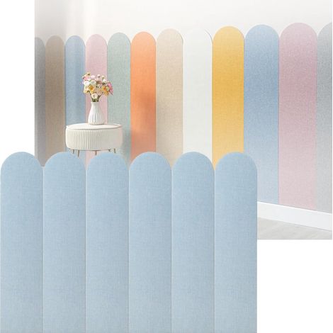 Décoration Murale 3D Autocollante - 6 Pièces 60x15 cm Épaisseur 0.4 cm - Idée Cadeau Déco - Protection Murale pour la Maison,Bleu ciel (1/5)