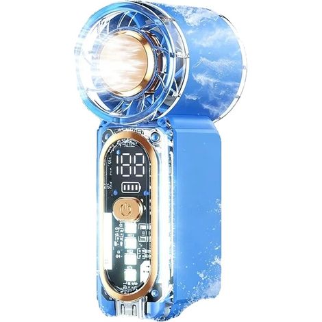 Handventilator, 100 Windgeschwindigkeiten, 2000mAh Akku, Blau (1/2)