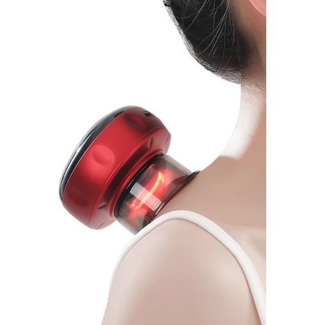 Ventouses de massage électriques GUA SHA, nouvel appareil de massage par ventouses, masseur par ventouses, convient pour le massage du cou, des épaules et du dos, le grattage et autres usages (rouge)