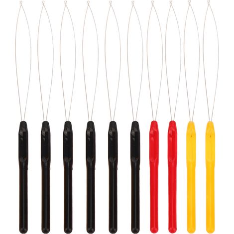 10 Aiguilles Boucle Extension Cheveux, Poignée Plastique Métal Brillant Léger, Lot de 10 (1/5)
