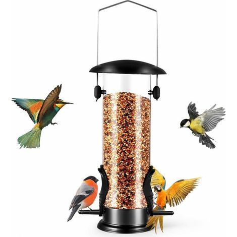 BRAVIX Mangeoires à oiseaux, mangeoire à graines pour oiseaux tous temps, mangeoire à oiseaux sauvages suspendue pour jardin à l'extérieur