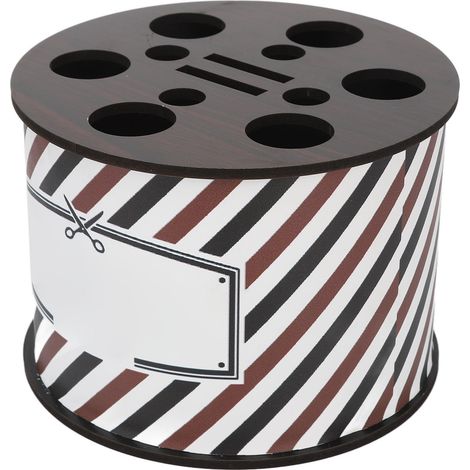 Boîte de rangement ronde pour ciseaux, style vintage, grande capacité, en bois, idéale pour les professionnels et les coiffeurs. (1/5)