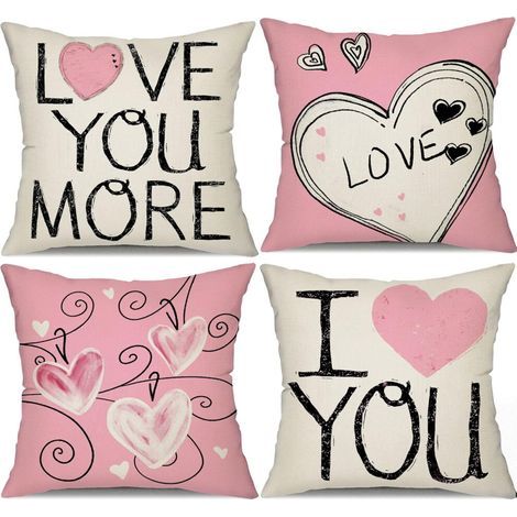 Taie d'oreiller Saint-Valentin 20x20cm, taie d'oreiller cœur rouge « Je t'aime », convient pour les oreillers, coussins et décorations de la Saint-Valentin. (1/5)