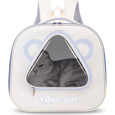 BelleRise - Sac à dos pour chat et animal de compagnie - Sac de transport pliable pour chat et chien - Sac à dos de transport respirant,bleu (1/5)