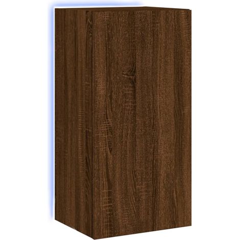 Mueble TV multimedia estante para televisión buffet para televisión comedor salón dormitorio suspendido con luces LED roble 40,5 x 35 x 80 cm marrón 020027950