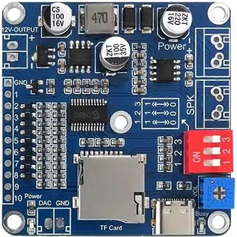 Leistungsstarkes 20-W-Industrie-Sprachmodul mit Hintergrundmusikeinblendung und Startton CH9311-TF (1/5)