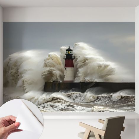 Papier peint autocollant adhésif avec imprimé motifs uniques apparence moderne Vagues marines 152x104 cm (1/5)
