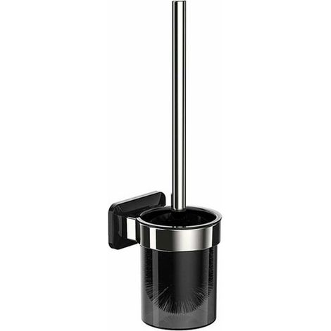 VURAHOME - Brosse WC Brosse Toilettes WC Balai WC avec Support Mural Brosse WC Auto-Adhésif Acier Inoxydable Finition Polie Support Inoxydable Noir (1/5)