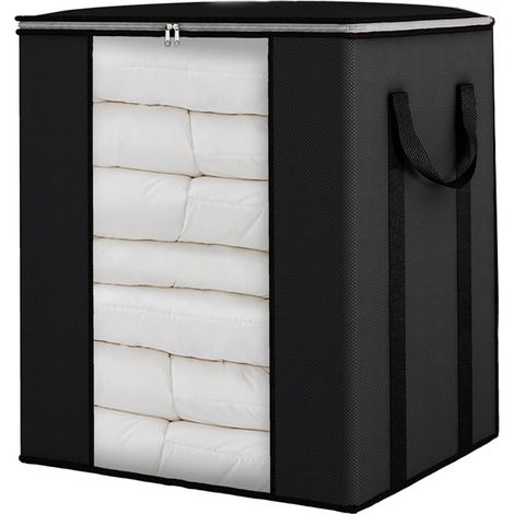 Grand sac de rangement pliable pour vêtements, avec poignées résistantes, pour ranger couvertures, couettes, literie, 504060CM - noir (1/5)