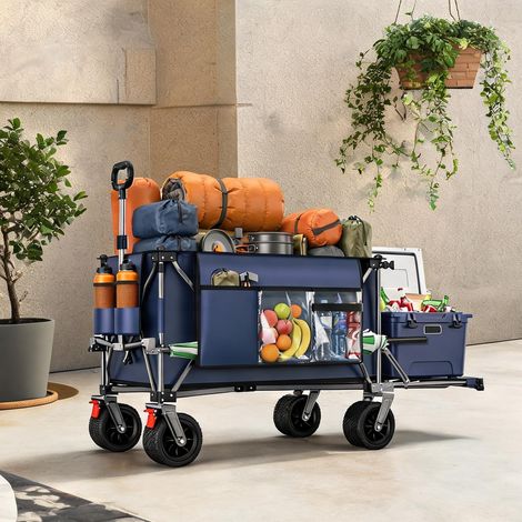 Chariot de jardin pliable 140 cm avec roues tout-terrain en acier (1/5)