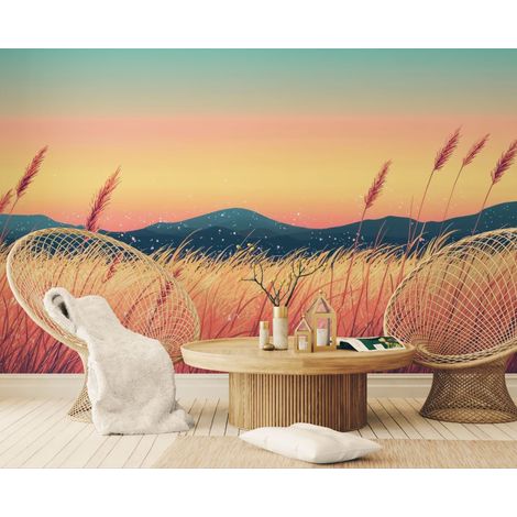 Papier peint paysage – Champ doré au vent - 300 x 250 cm (1/2)