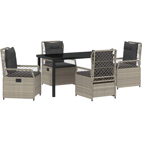 Maison Exclusive - Set da Pranzo per Giardino 5 pcs Grigio chiaro polyrattan (1/5)