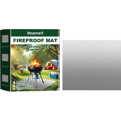 Filiyano-Tapis de protection portable ignifugé pour barbecue d'extérieur (pelouse, terrasse) - Tapis de protection ignifuge et imperméable (1/3)