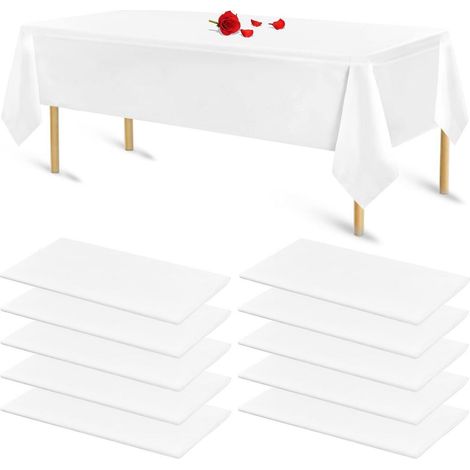 Lot de 10 nappes blanches rectangulaires, nappes jetables pour fêtes