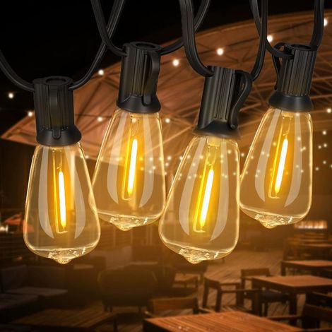 Guirlande Lumineuse Extérieur Guinguette LED-15M étanche Guirlandes Extérieur Lumières Économie D'énergie Ampoules Modèle enfichable (1/5)