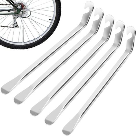 5 Pièces Demonte Pneu Velo Métal, Levier Démonte-Pneu en Acier au Carbone Outil de Remplacement de Pneu de Vélo Réparation de Pneu Pour Changer les Chambres à Air de Pneus de Vélo per Biciclette (1/5)
