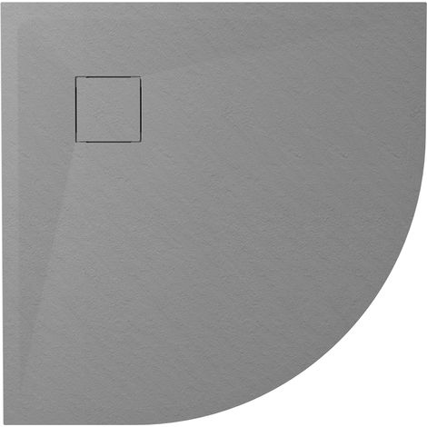 Receveur de douche semi-circulaire 90x90 cm Couleur Gris Effet pierre Découpable et antidérapant Hauteur 2,6cm Mod. Samos
