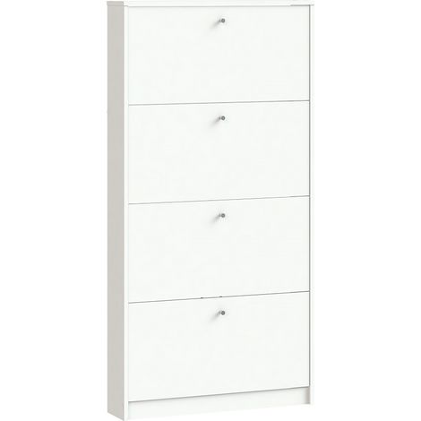 Escape Armoire à chaussures avec 4 abattants, largeur 75 cm, hauteur 148 cm, blanc. (1/5)