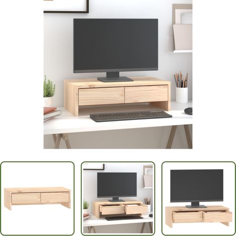 Support écran bois - Support pour moniteur 50x27x15 cm Bois de pin solide (1/5)