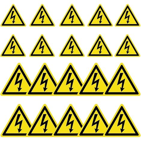 Lot de 20 autocollants de 5 cm/10 cm - Panneau d'avertissement électrique - Panneau d'avertissement triangle - Autocollant - Avertissement de haute tension (1/5)