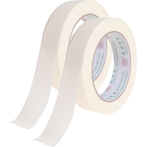 Lot de 2 Ruban de masquage, largeur 2,5 cm, blanc, adhésif sans résidus, pour peinture et dessin technique, usage intérieur et extérieur (1/5)
