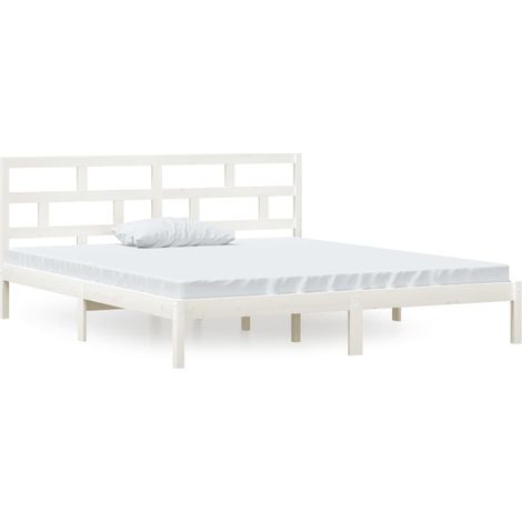Maison Exclusive - Massivholzbett Weiß 135x190 cm (1/5)