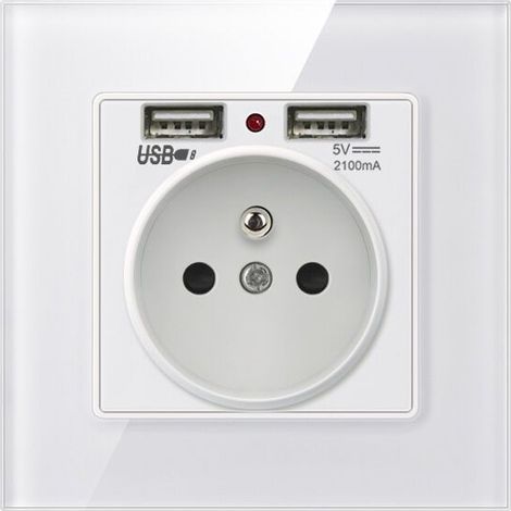 Prise avec chargeur double USB - compatible iPhone et Android - 1 pièce (1/5)